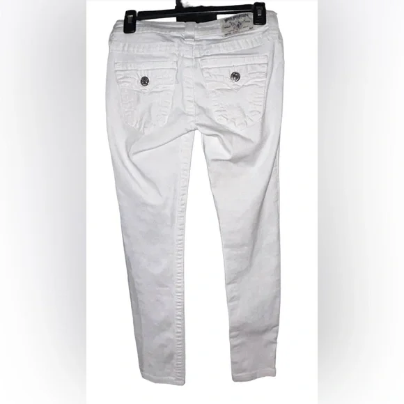 🔥TRUE RELIGION!! DESIGNER WHITE DENIM JEANS WITH BLUE DETAILING!! 🔥 - Picture 9 of 15